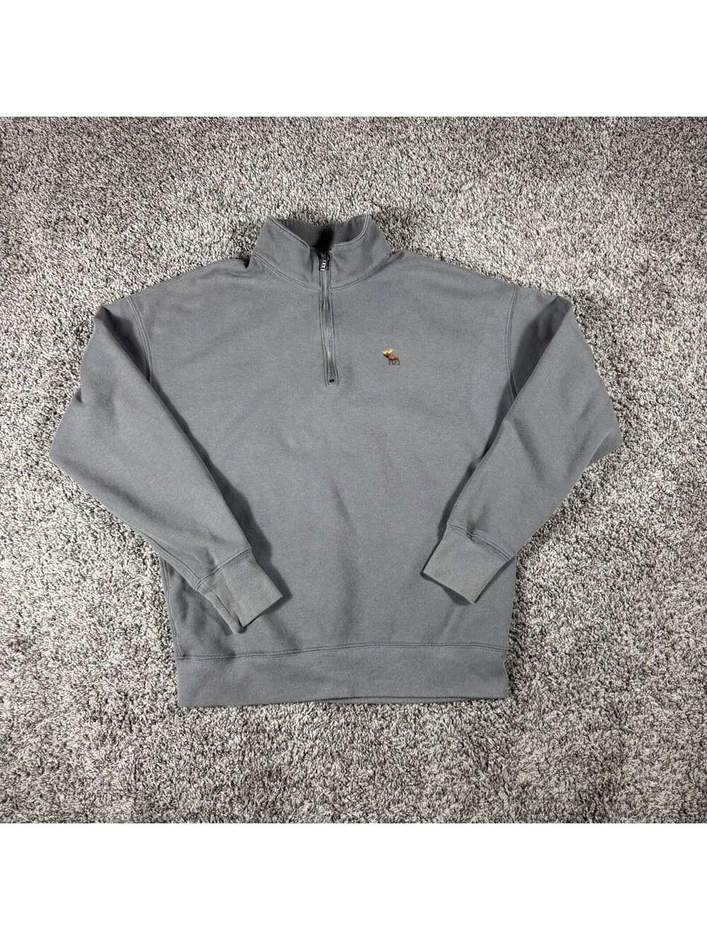 Abercrombie & Fitch Sweatshirt Mens Small  Gay Quarter Zip Pullover Sort Fleece